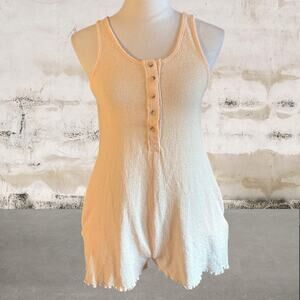 Billabong Cream Sleeveless Textured Romper